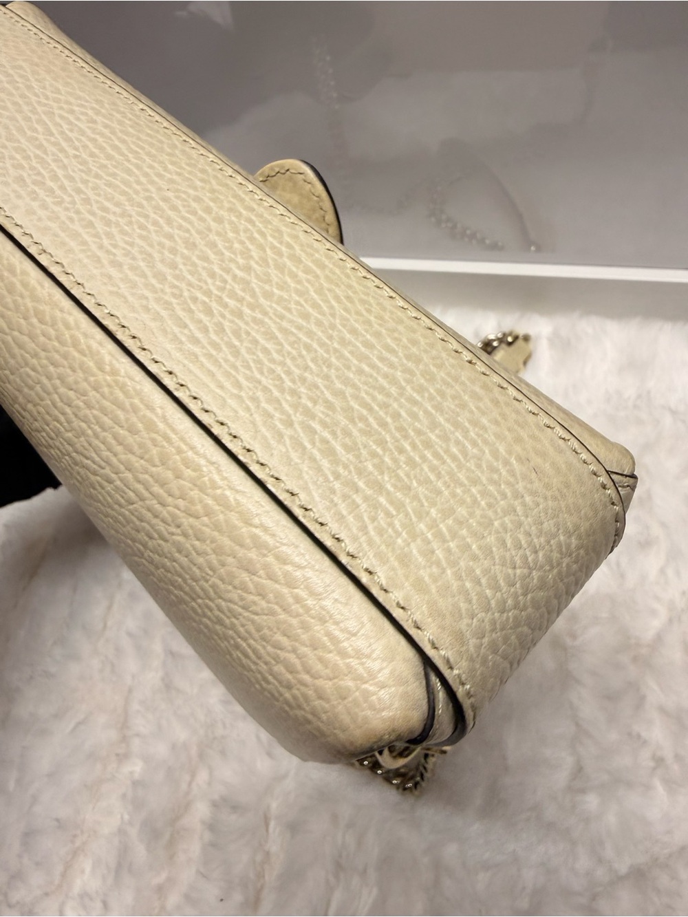 GUCCI-607720 493075 Interlocking G Beige Leather Crosbbody - Picture 14 of 15